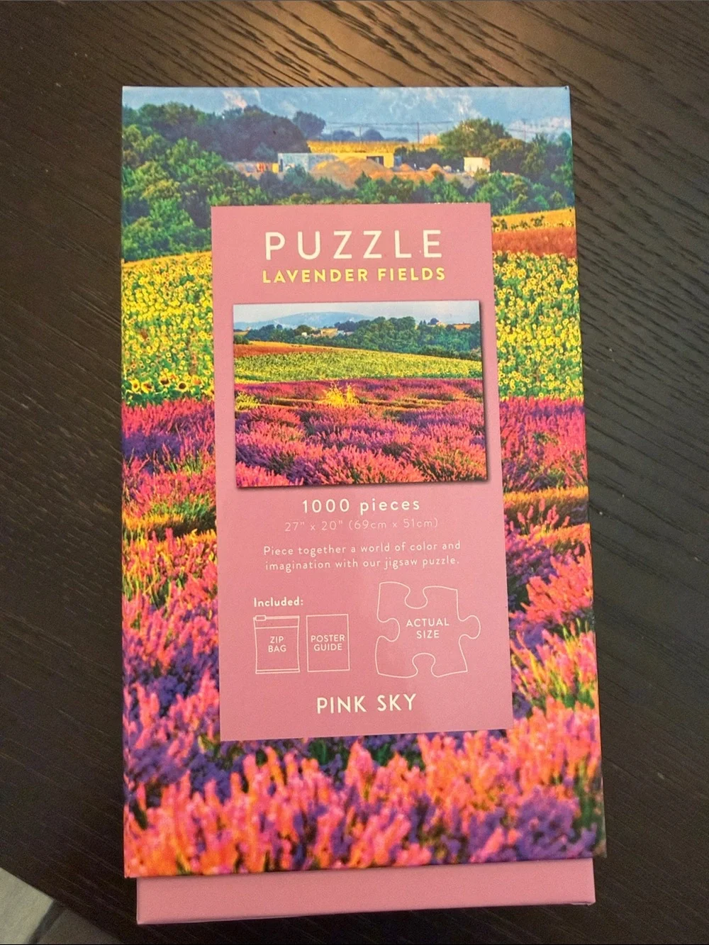 Like New, Pink Sky Lavender Fields 1000-Piece Puzzle - Colorful Floral Artwork